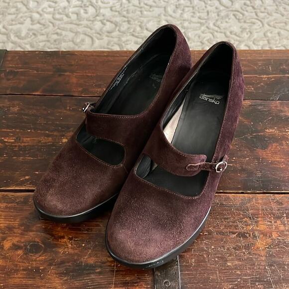 Dansko Brown Tara Suede and Leather Mary Jane Heels Size 38 - Picture 1 of 8